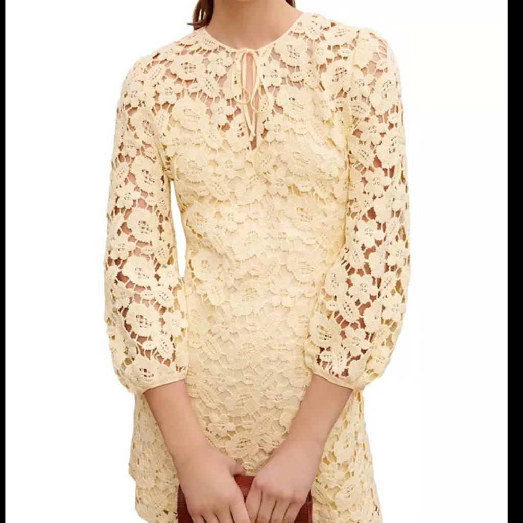 Maje Rochera Jaune Pale Tie Neck Dress Size 40